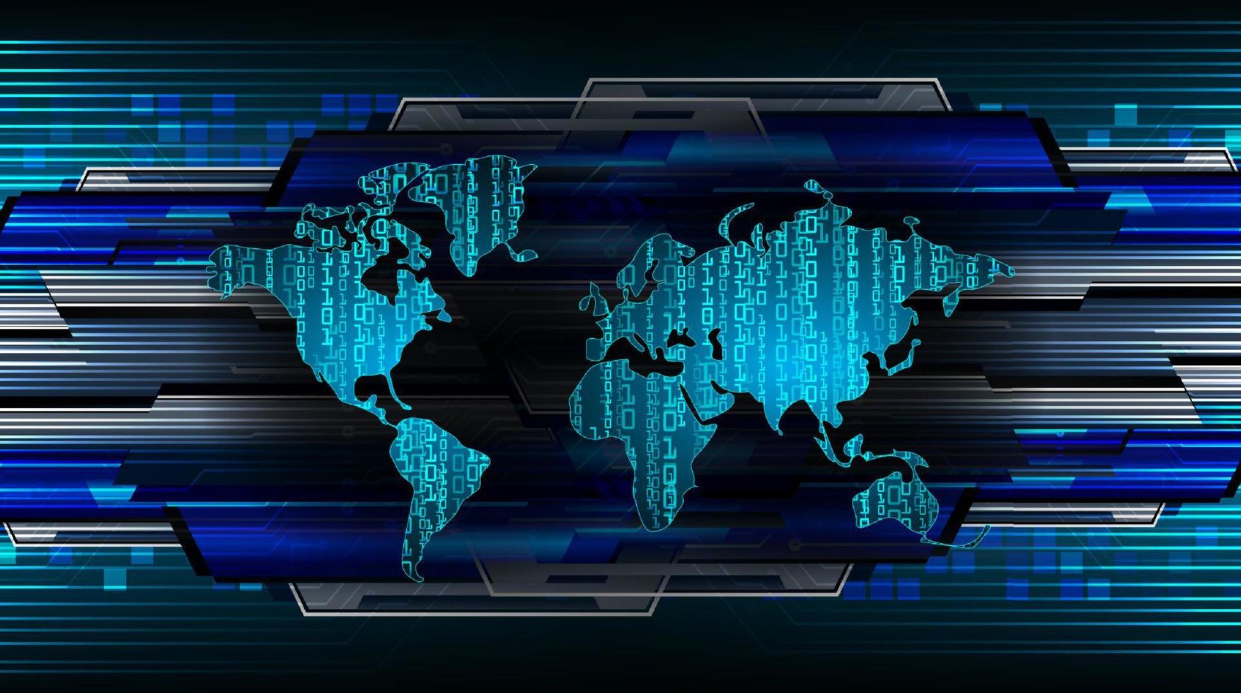 mapa do mundo holográfico moderno em fundo de tecnologia vetor