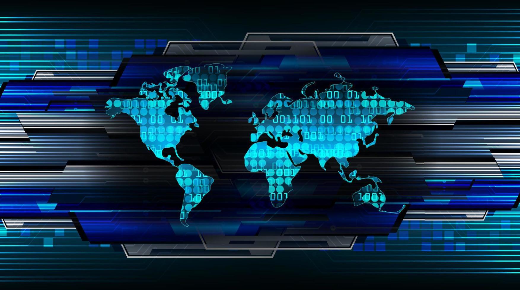 mapa do mundo holográfico moderno em fundo de tecnologia vetor