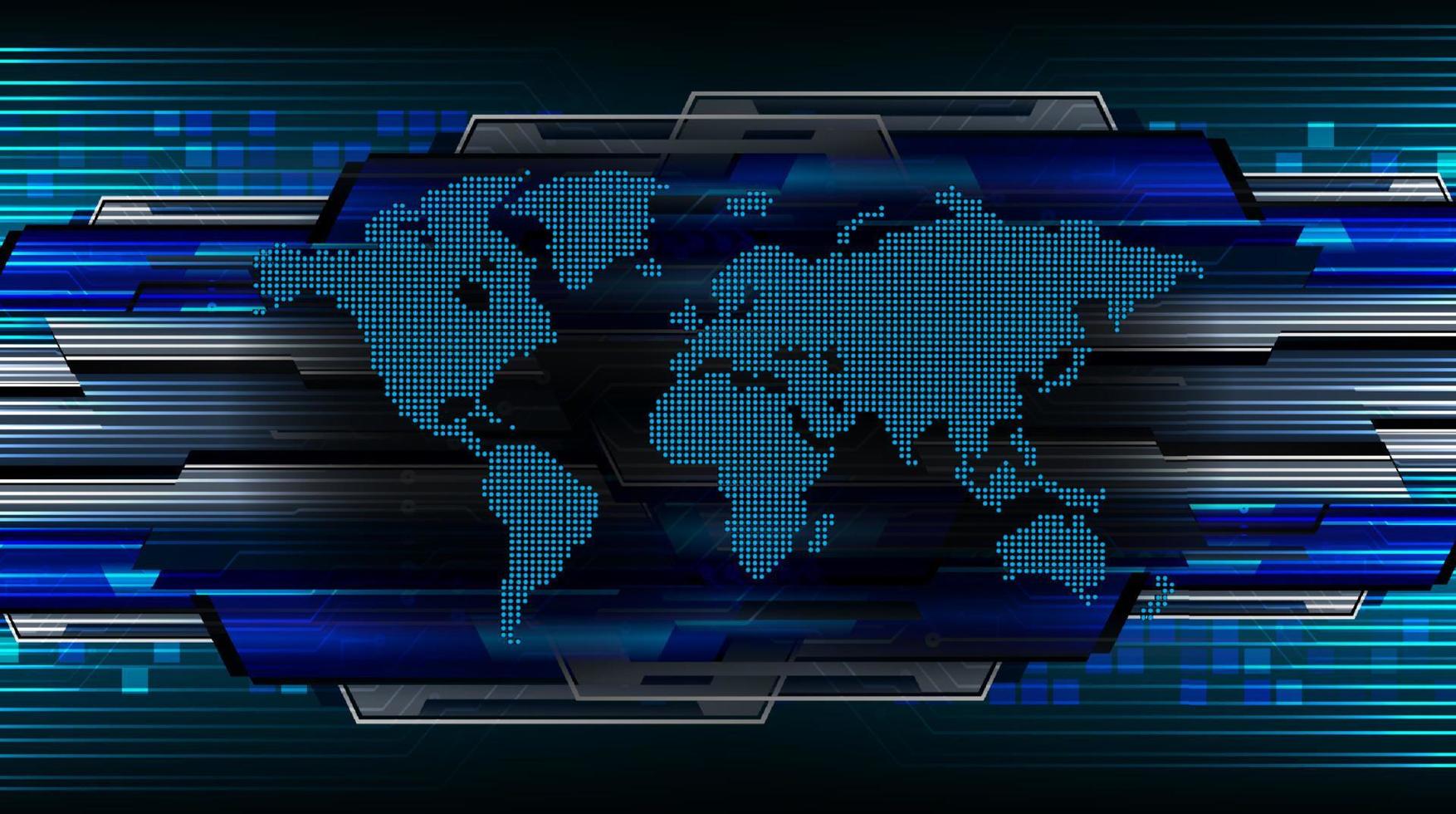 mapa do mundo holográfico moderno em fundo de tecnologia vetor