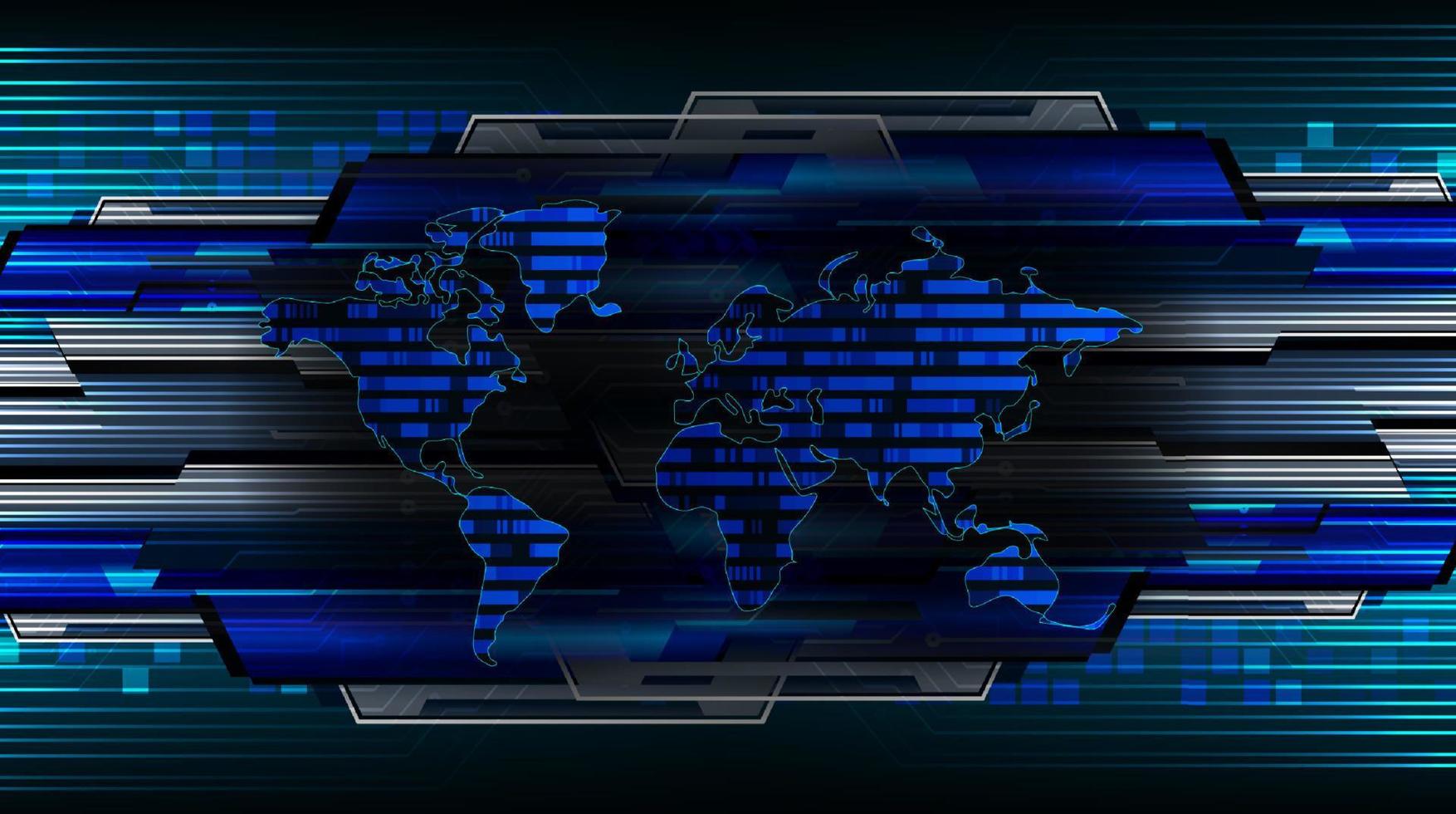 mapa do mundo holográfico moderno em fundo de tecnologia vetor