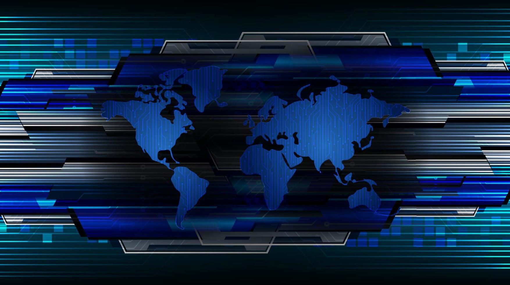 mapa do mundo holográfico moderno em fundo de tecnologia vetor