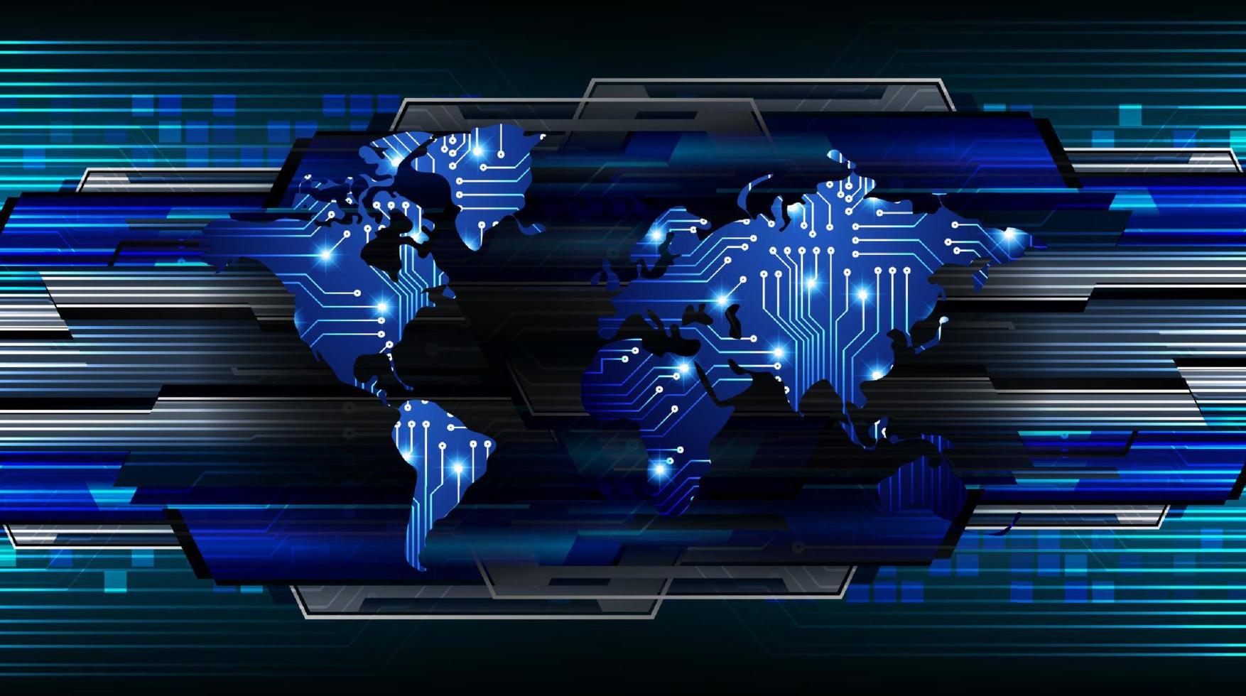 mapa do mundo holográfico moderno em fundo de tecnologia vetor