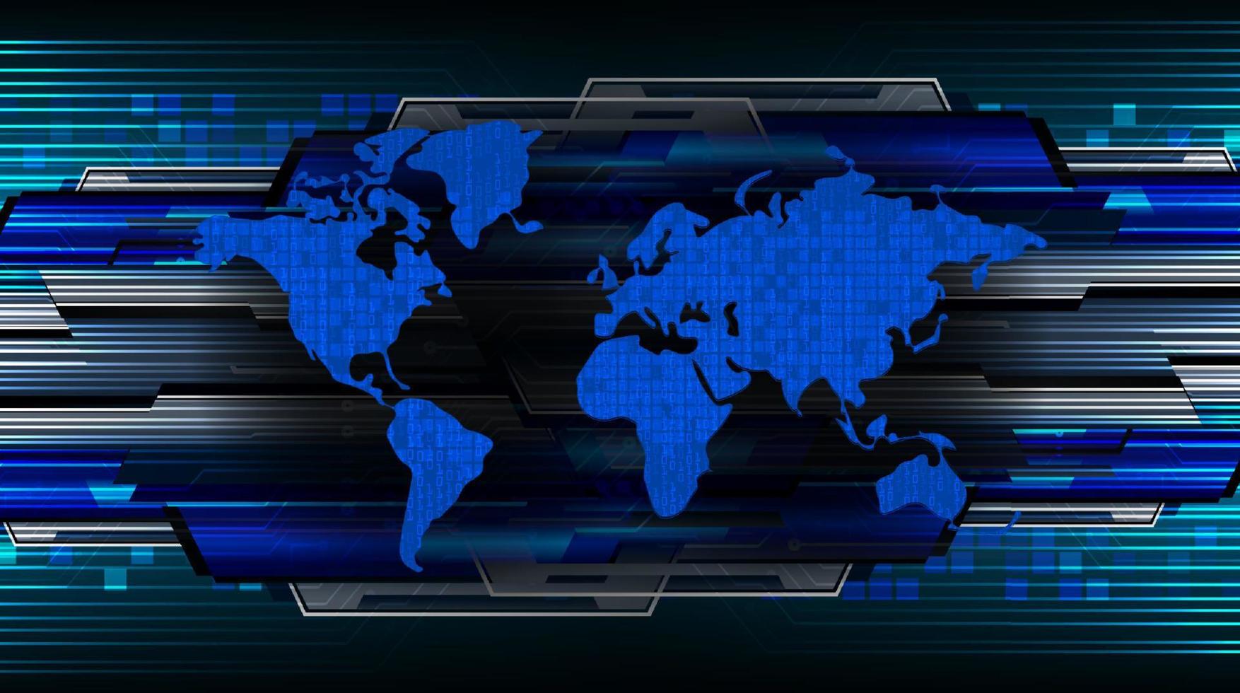 mapa do mundo holográfico moderno em fundo de tecnologia vetor