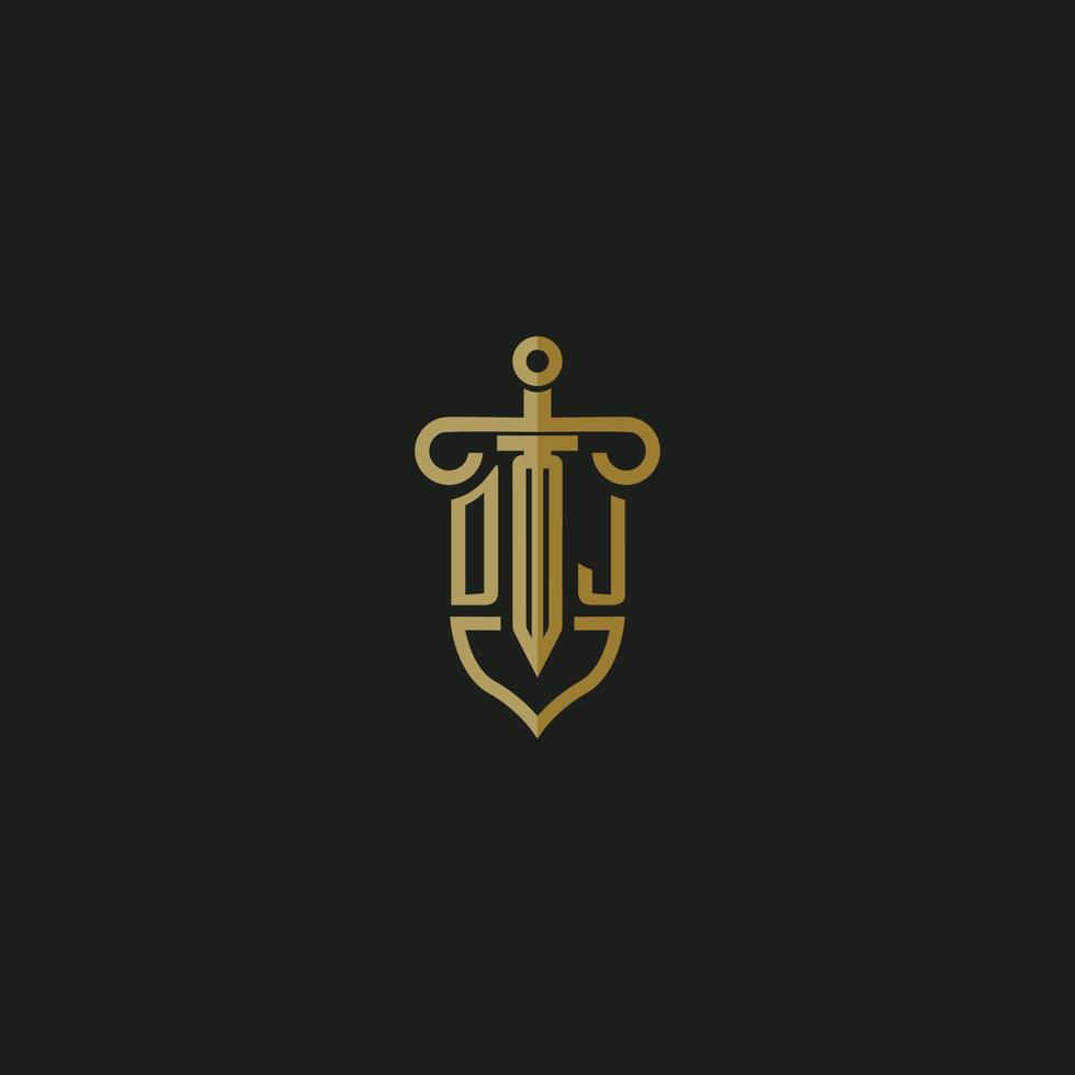 design de logotipo de monograma inicial dj para imagem vetorial de escritório de advocacia vetor