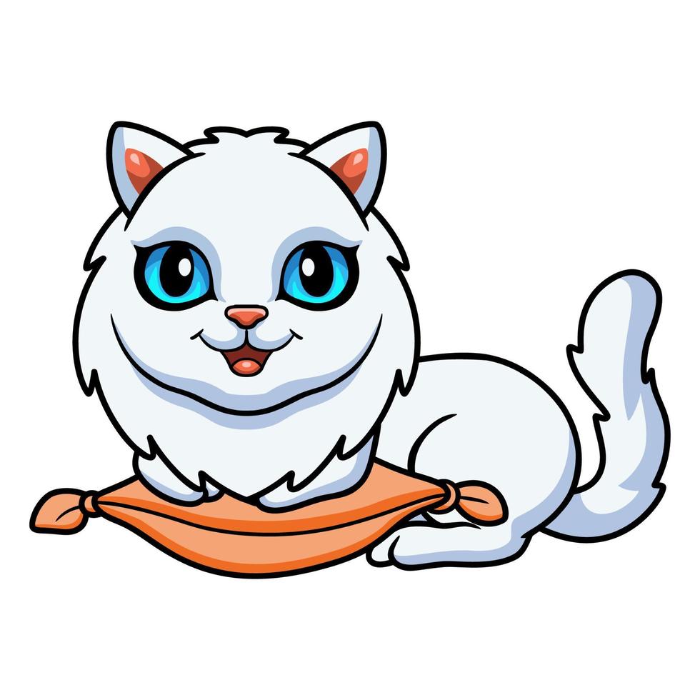 lindo desenho de gato persa no travesseiro vetor