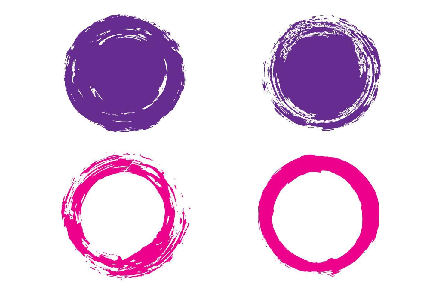 conjunto de traçado de círculo colorido, pincelada redonda, pinceladas de círculo grunge vetor