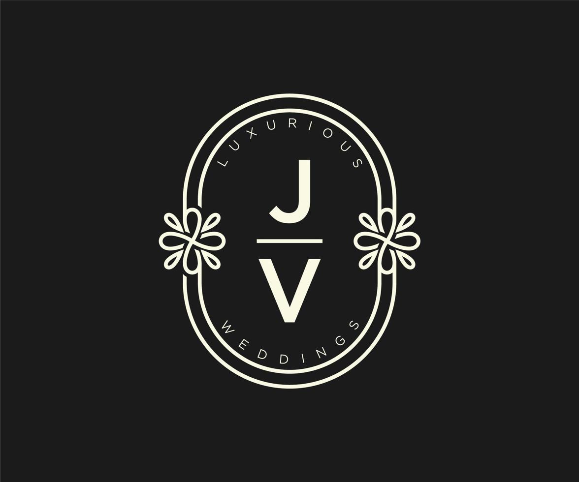 jv letras iniciais modelo de logotipos de monograma de casamento, modelos minimalistas e florais modernos desenhados à mão para cartões de convite, salve a data, identidade elegante. vetor