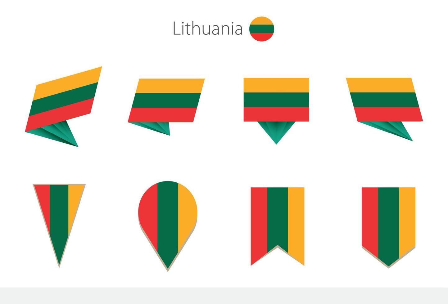 coleção de bandeiras nacionais da lituânia, oito versões de bandeiras vetoriais da lituânia. vetor