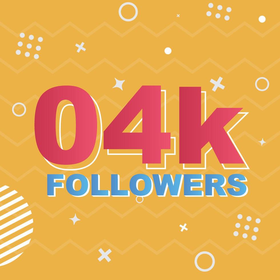 vetor de celebração de cartão de seguidores 04k. Modelo de mídia social de postagem de parabéns de 90.000 seguidores. design colorido moderno.