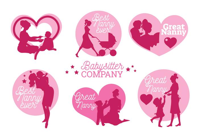 Conjunto de Nanny Labels e Badge Vectors