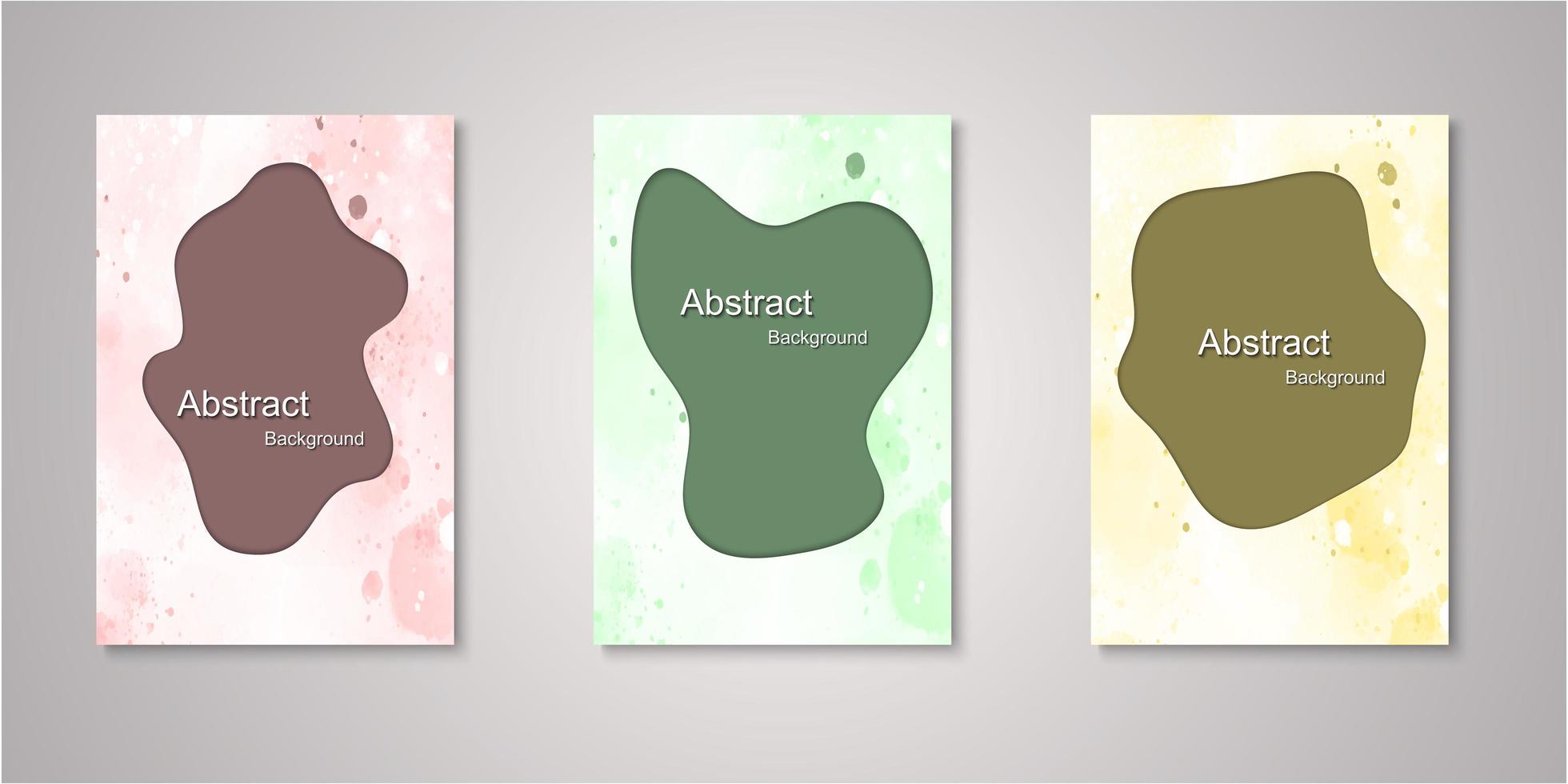 conjunto de capas de aquarela recortadas abstratas vetor