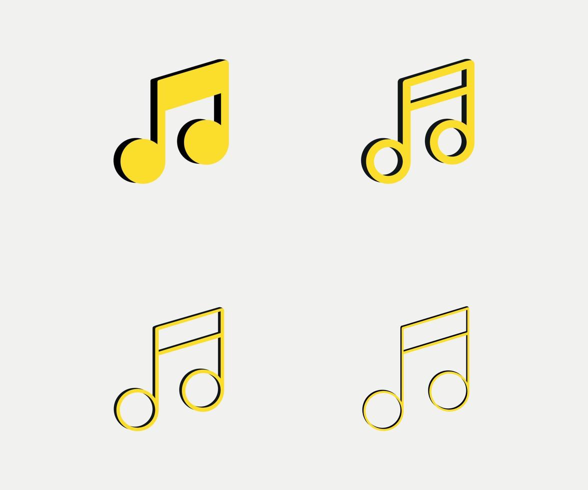 conjunto de ícones de notas musicais - ilustração vetorial isolada em fundo branco vetor