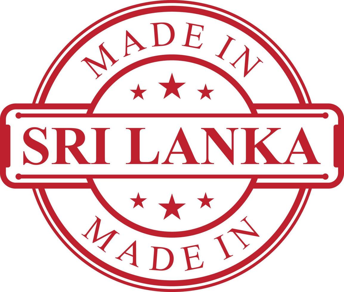 feito no ícone de rótulo do sri lanka com emblema de cor vermelha vetor