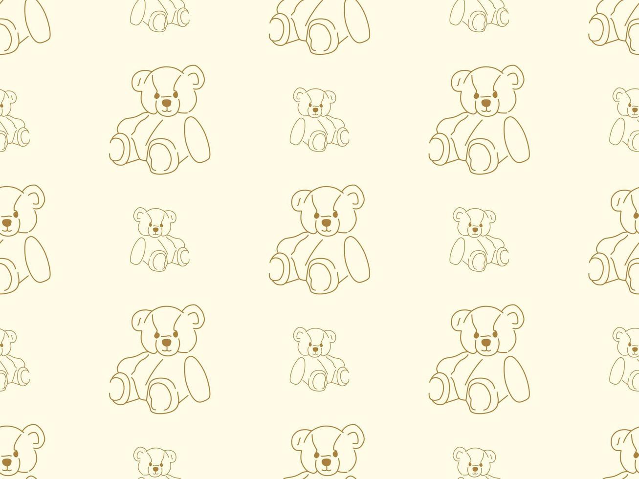 urso padrão sem emenda de personagem de desenho animado em fundo laranja vetor