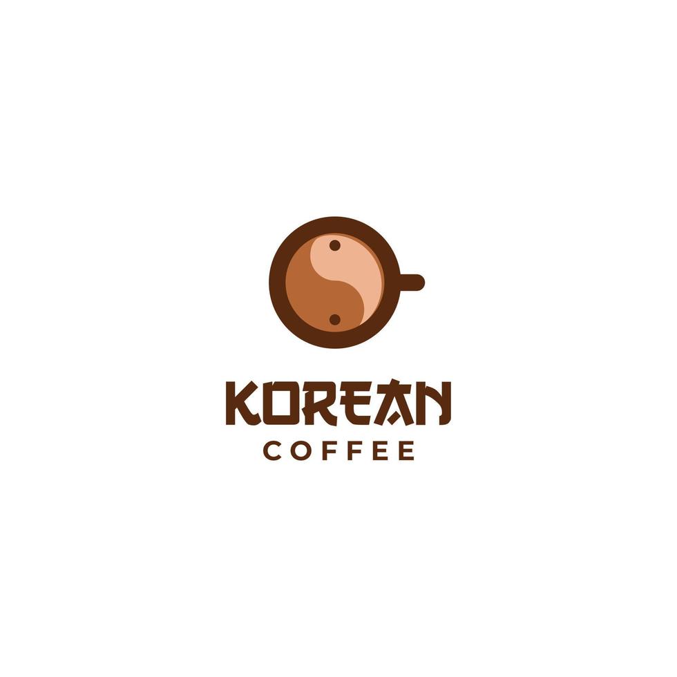 design de logotipo de café coreano em fundo isolado vetor