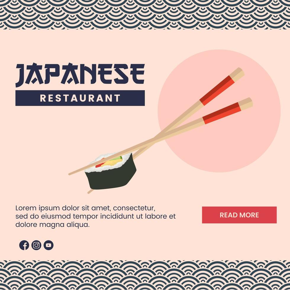 design de ilustração de comida asiática de comida japonesa para modelo de mídia social de apresentação vetor