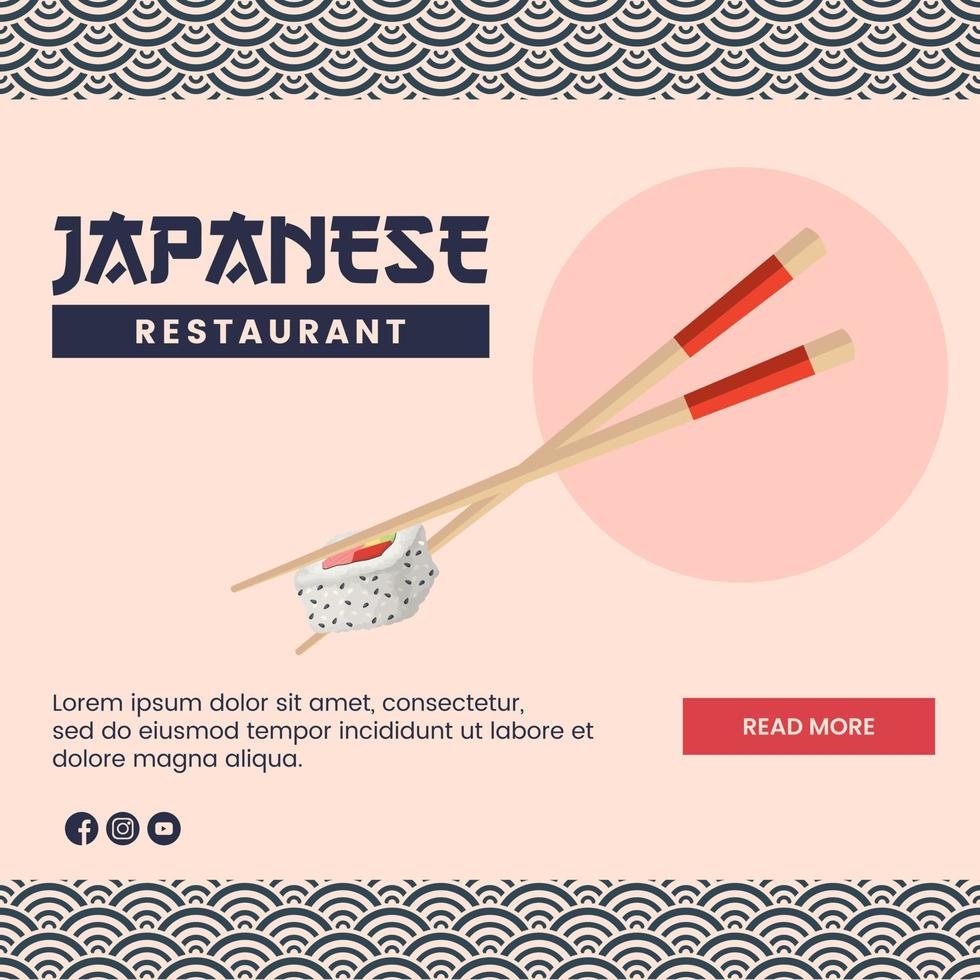 design de ilustração de comida asiática de comida japonesa para modelo de mídia social de apresentação vetor