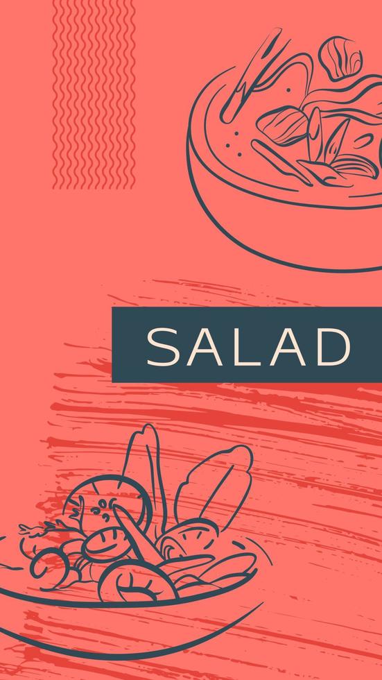 história do instagram com ilustrações desenhadas à mão de comida asiática vetor