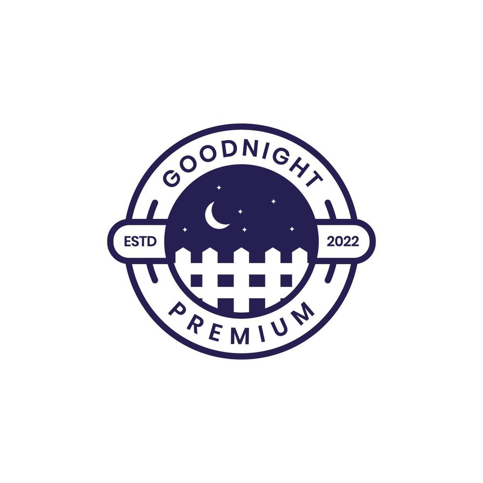 design de logotipo vintage de distintivo de noite de cerca de quintal vetor