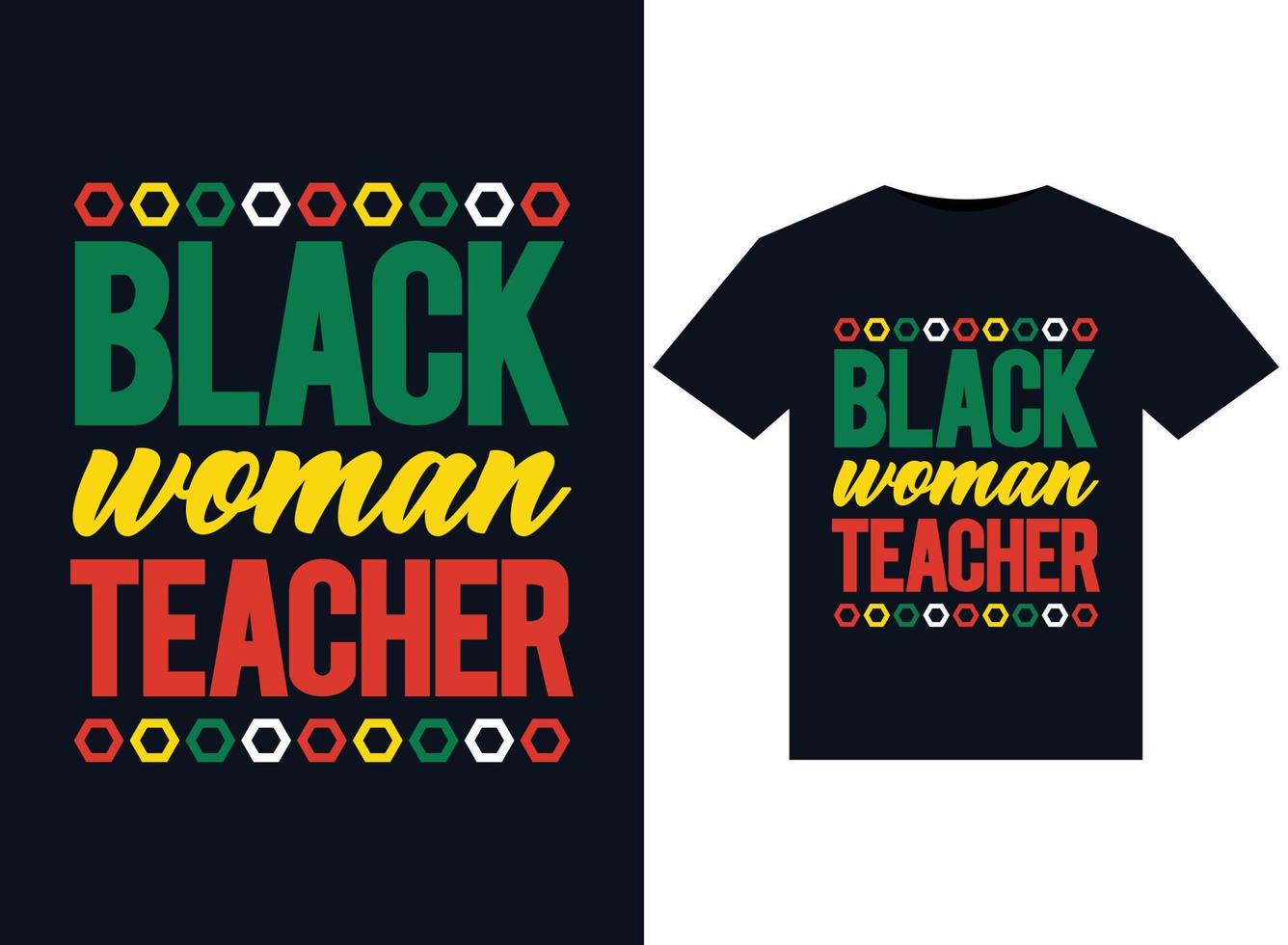 ilustrações de professora negra para design de camisetas prontas para impressão vetor