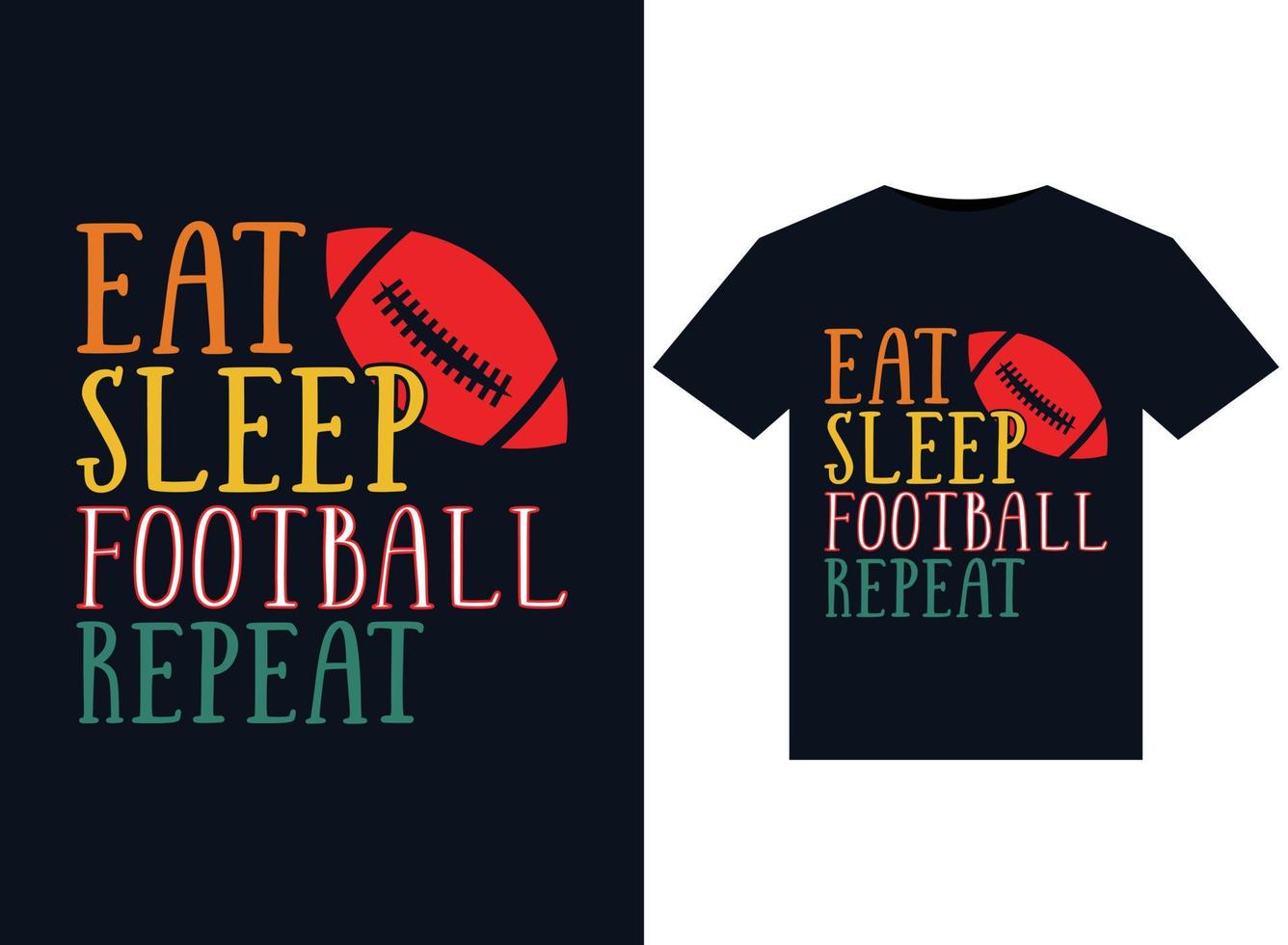 coma ilustrações de repetição de futebol para dormir para design de camisetas prontas para impressão vetor