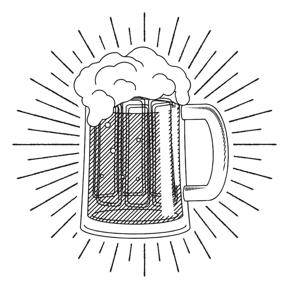 copo de cerveja - ilustração de contorno vetor