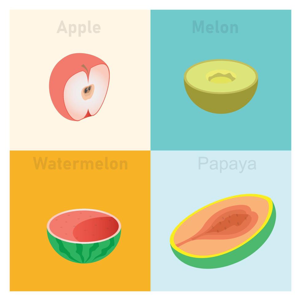 ilustração de frutas tropicais isométricas conjunto ícone ilustração vetorial. ilustração vetorial adequada para diagramas, infográficos e outros ativos gráficos vetor