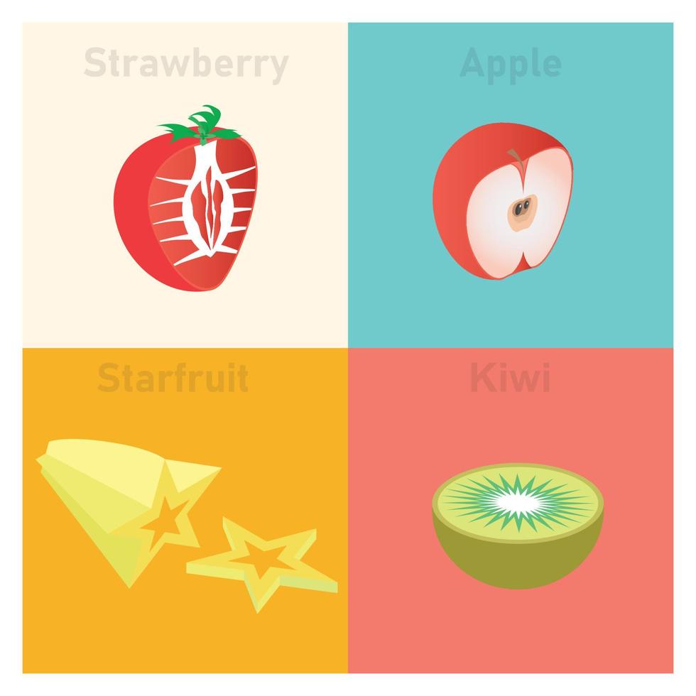 ilustração de frutas tropicais isométricas conjunto ícone ilustração vetorial. ilustração vetorial adequada para diagramas, infográficos e outros ativos gráficos vetor