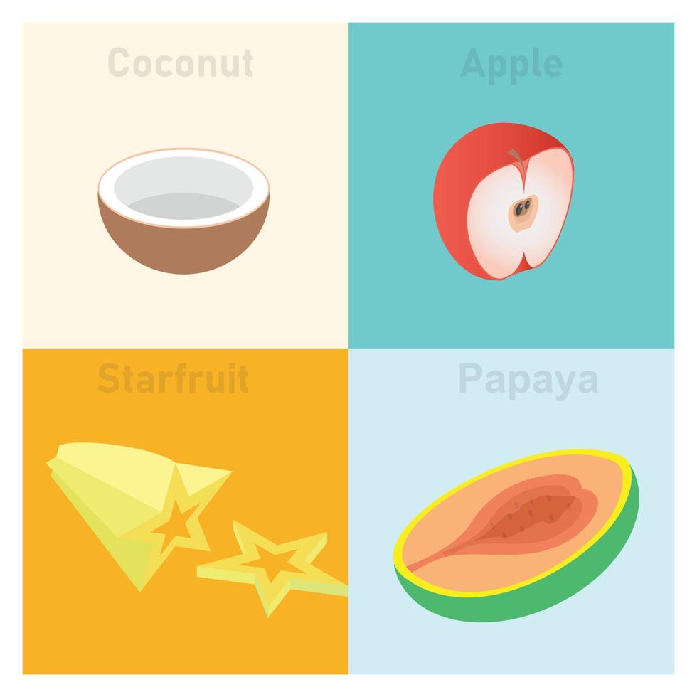 ilustração de frutas tropicais isométricas conjunto ícone ilustração vetorial. ilustração vetorial adequada para diagramas, infográficos e outros ativos gráficos vetor