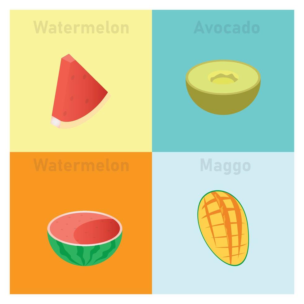 ilustração de frutas tropicais isométricas conjunto ícone ilustração vetorial. ilustração vetorial adequada para diagramas, infográficos e outros ativos gráficos vetor