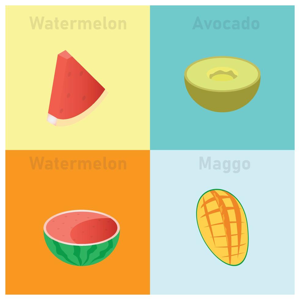 ilustração de frutas tropicais isométricas conjunto ícone ilustração vetorial. ilustração vetorial adequada para diagramas, infográficos e outros ativos gráficos vetor