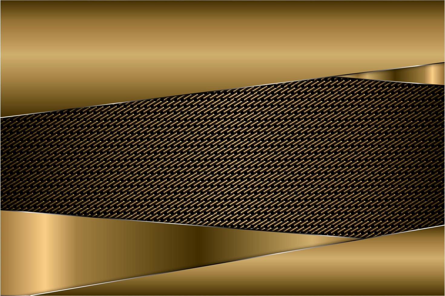 painéis de ouro metálico com textura de fibra de carbono vetor