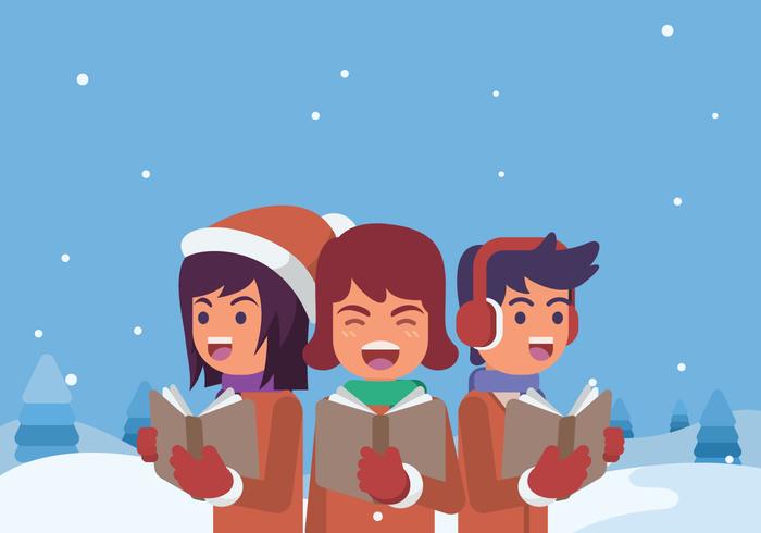 adolescentes que cantam carols ilustração vetor