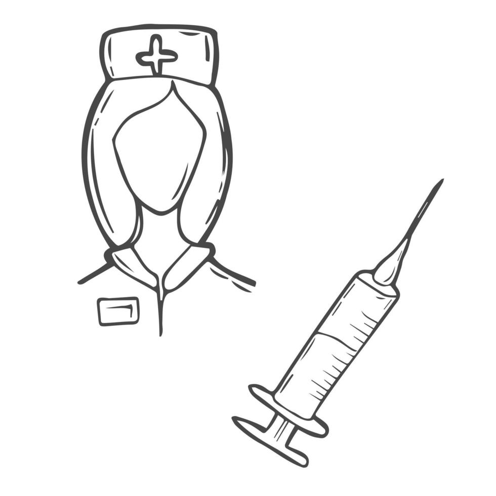 enfermeira com desenho de ilustração vetorial de seringa vetor