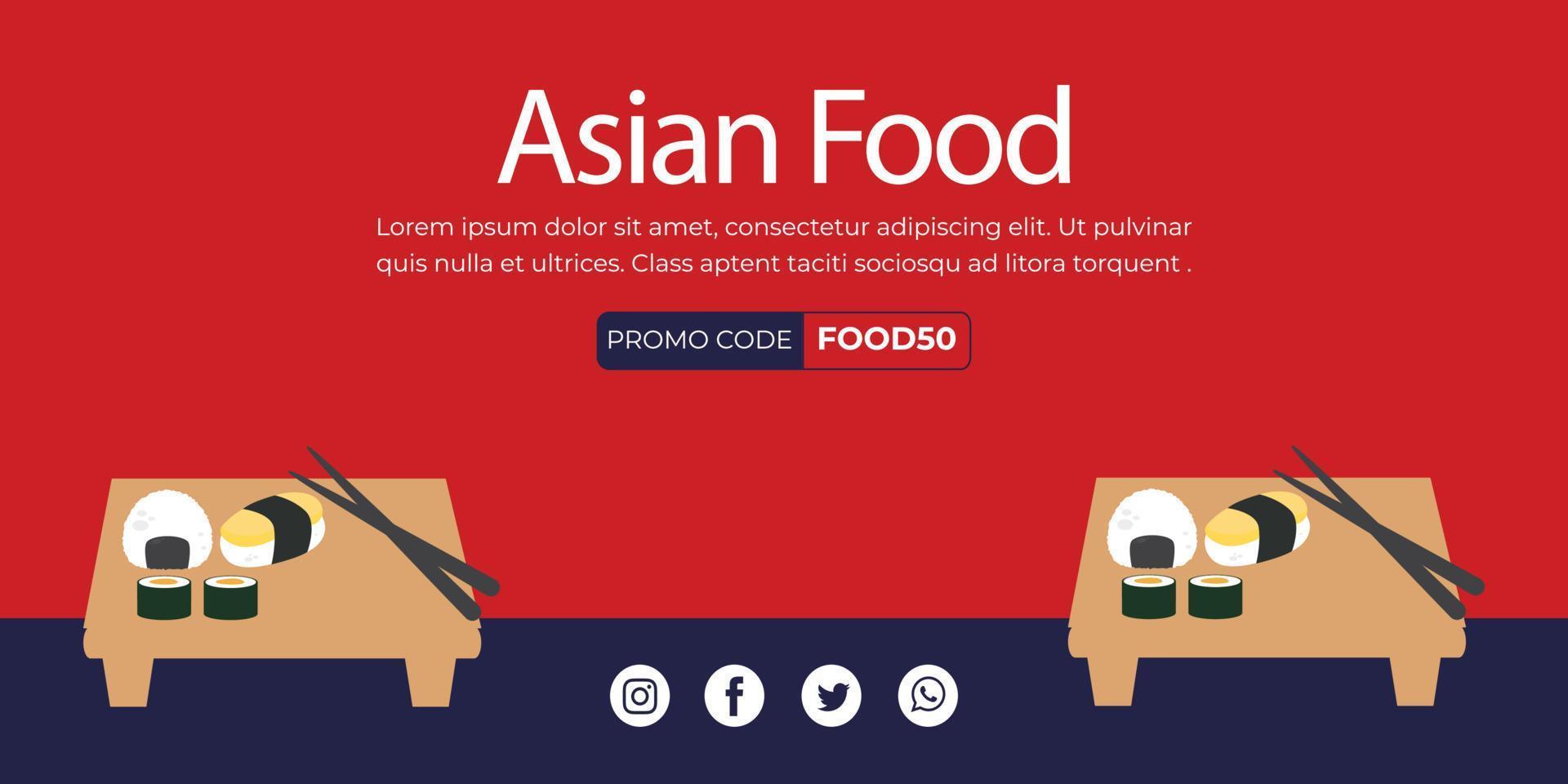 ilustração vetorial de fundo de comida asiática, cartaz de comida asiática vetor