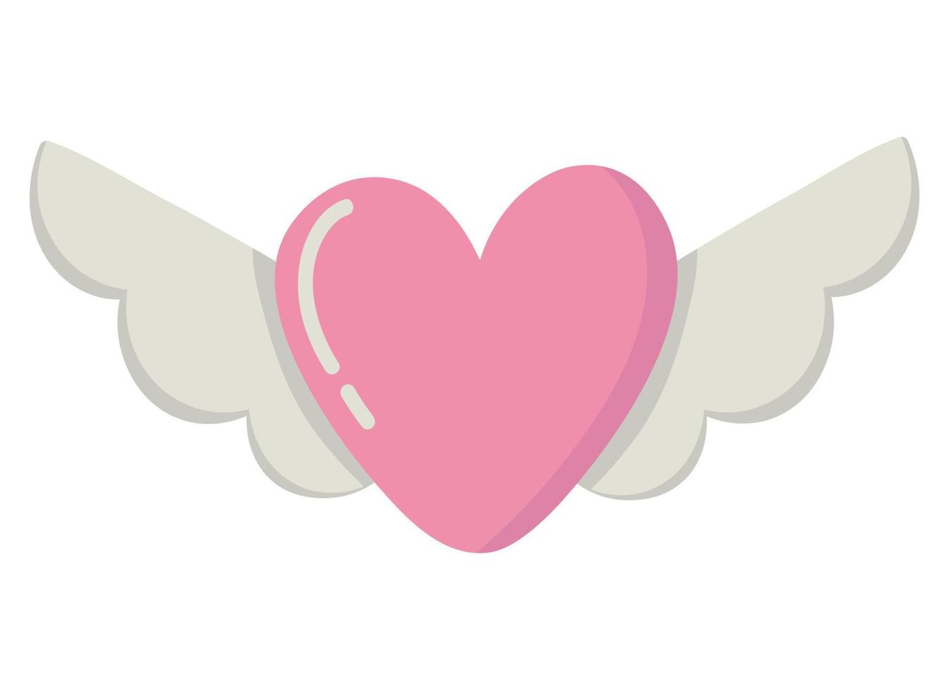 doodle clipart bonito coração com asas vetor