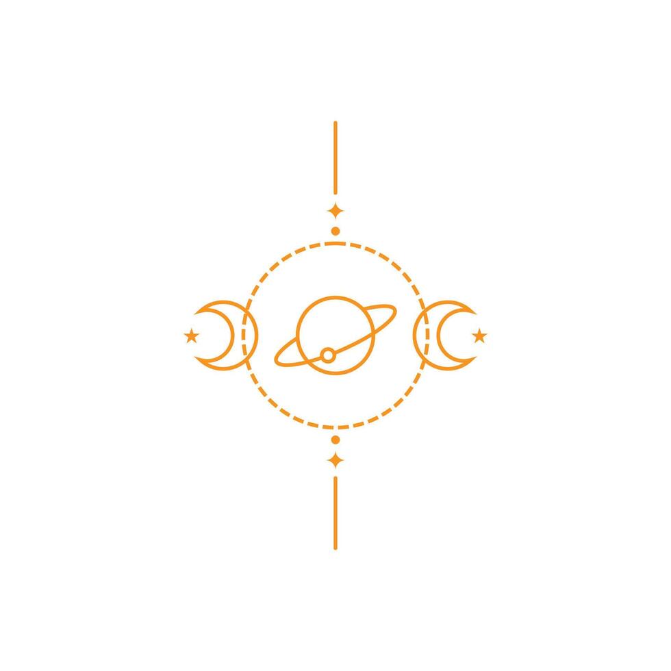 eps10 ícone da arte da linha da estação espacial solar do vetor laranja ou logotipo isolado no fundo branco. os planetas giram o símbolo de contorno em um estilo moderno simples e moderno para o design do seu site e aplicativo móvel