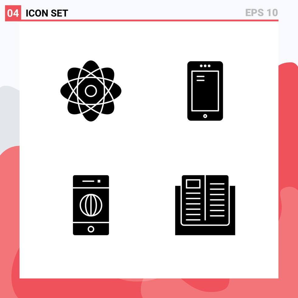 4 ícones criativos, sinais e símbolos modernos do átomo, telefone eletrônico, mundo huawei, elementos de design vetorial editáveis vetor
