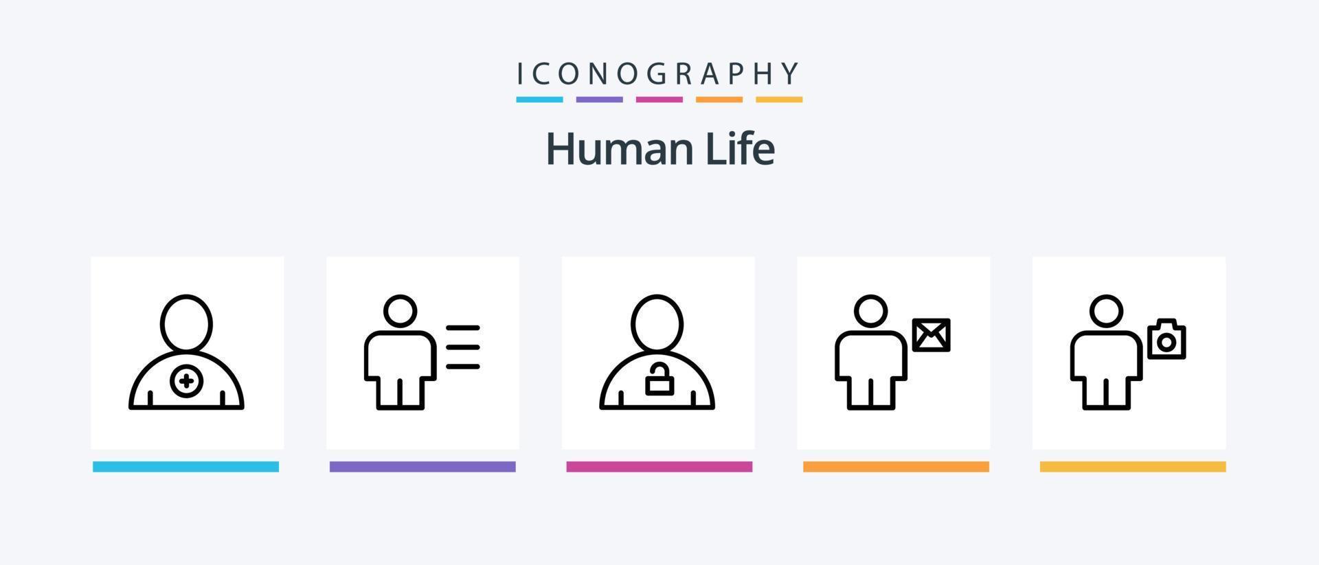 pacote de ícones da linha humana 5, incluindo foto. Câmera. avatar. corpo. cadeado. design de ícones criativos vetor