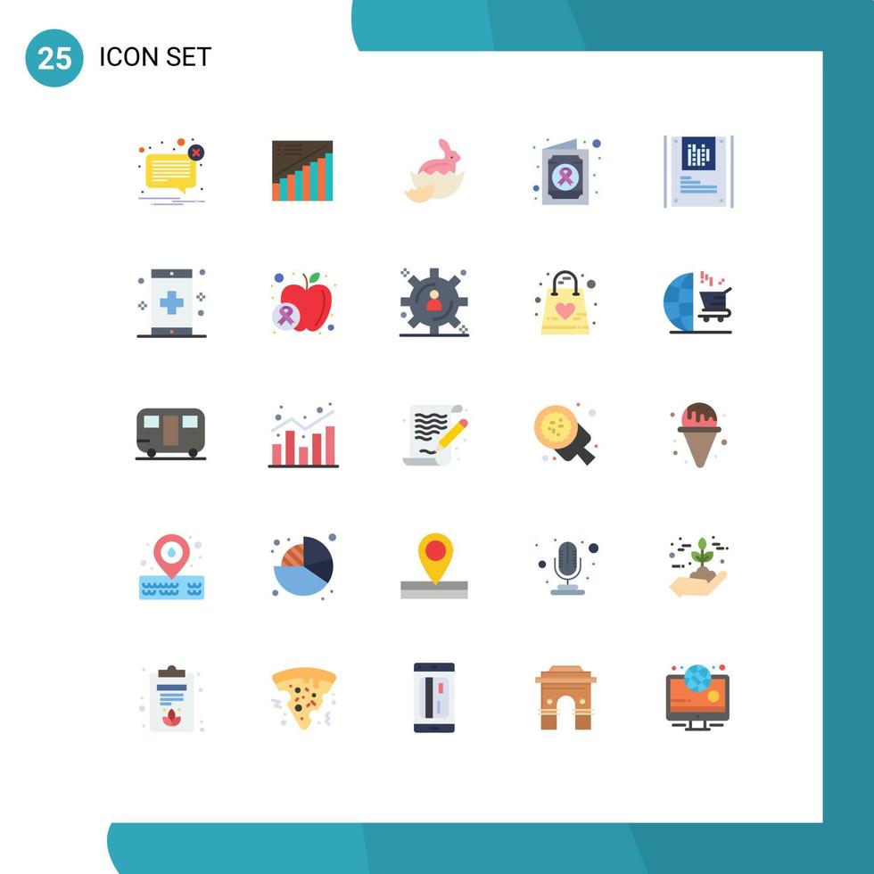 Pacote de cores planas de 25 interfaces de usuário de sinais e símbolos modernos de análise, apresentação médica, saúde, bebê, elementos de design vetorial editáveis vetor