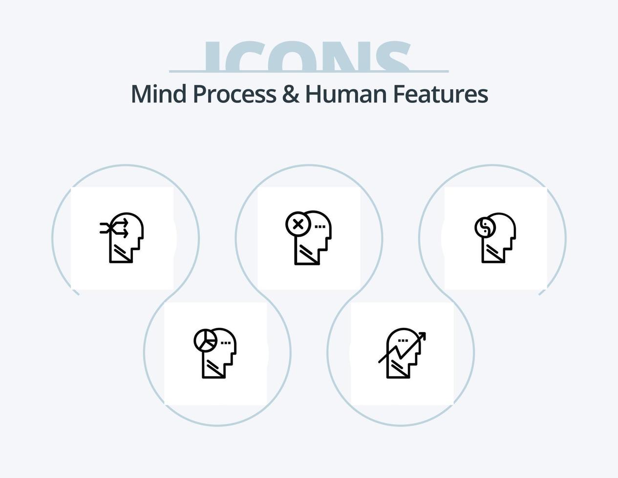 processo mental e design de ícone de linha de recursos humanos 5 design de ícone. cabeça. . cérebro. pensamento. marca vetor