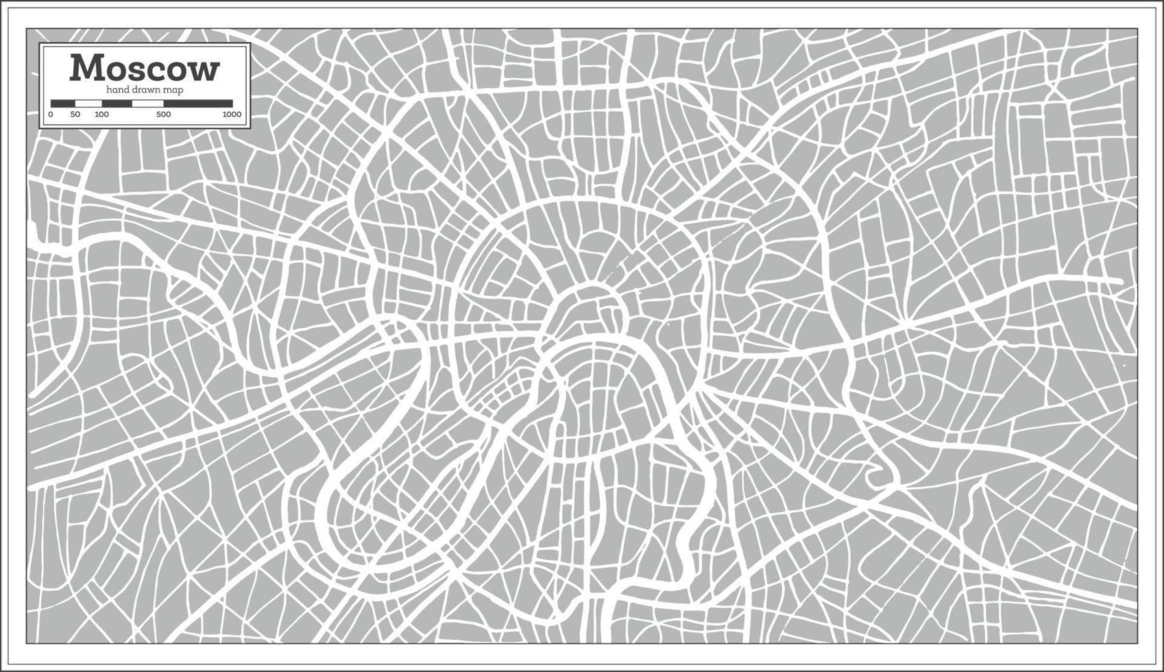 mapa de Moscou em estilo retrô. desenhado à mão. vetor