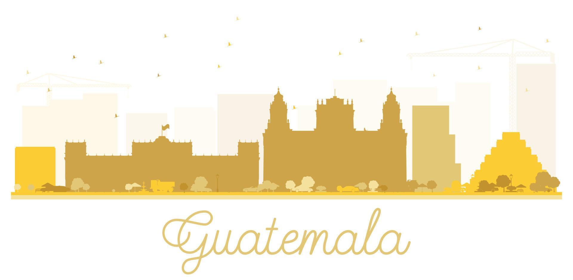 silhueta dourada do horizonte da cidade da guatemala. vetor