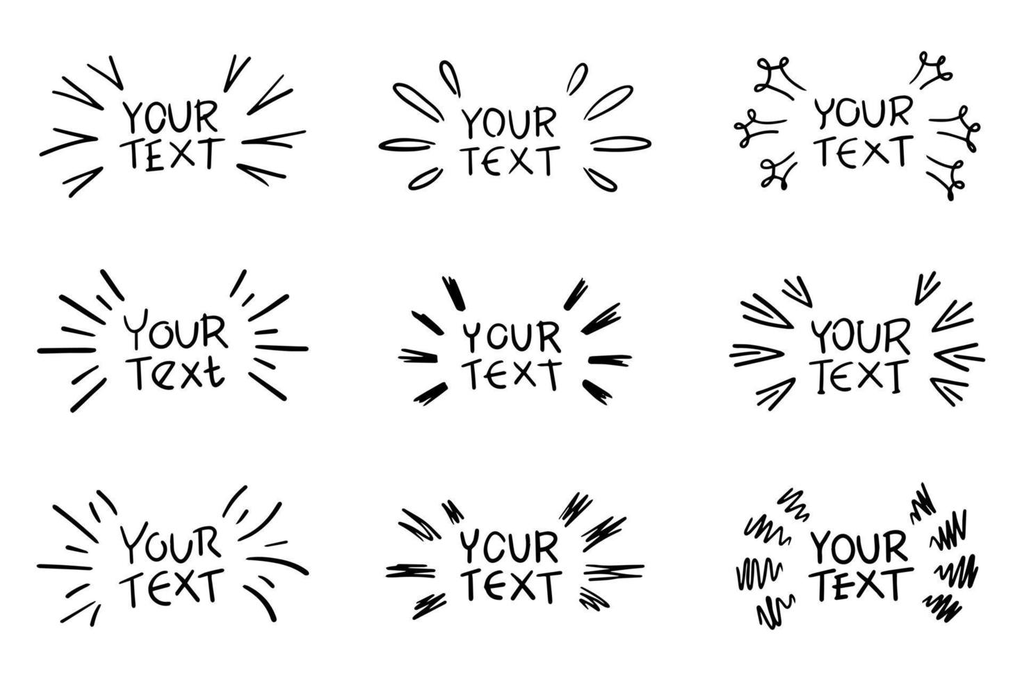elementos desenhados à mão e doodle para texto de ênfase em estilo cômico vetor