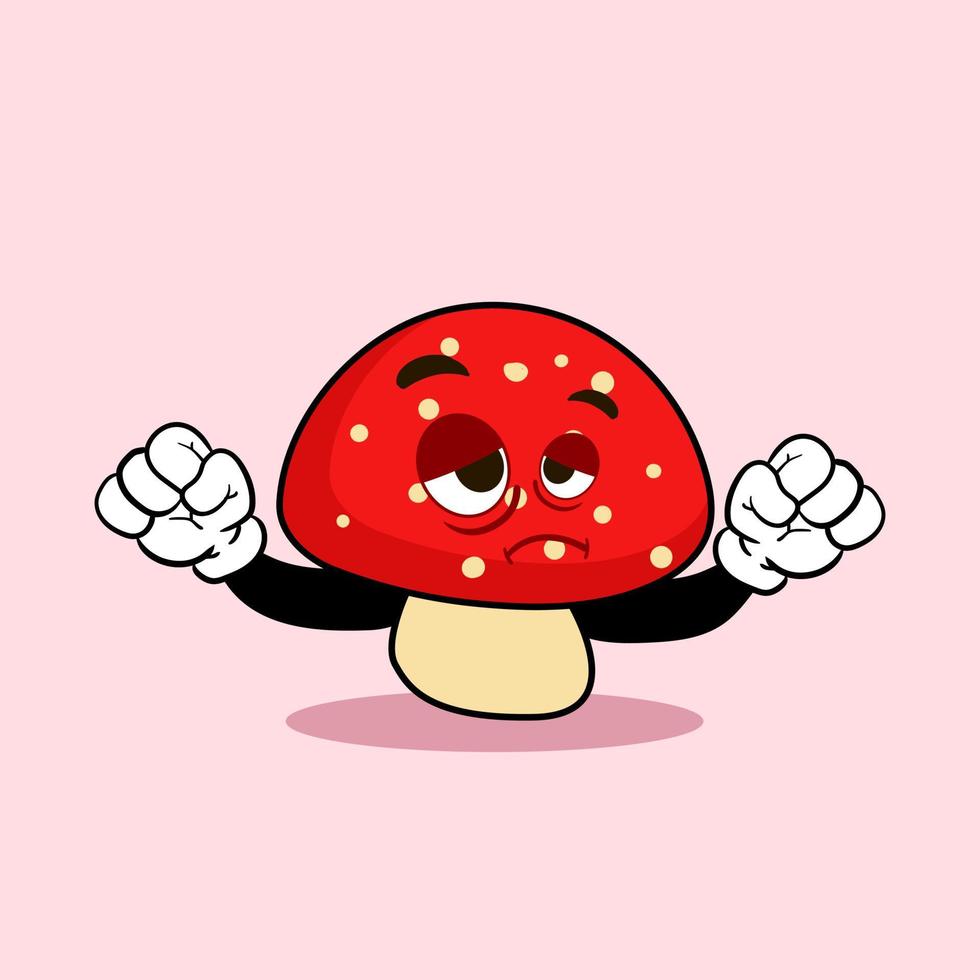 personagem de caixa de cogumelo, design retrô de cogumelo, ilustração vetorial de mascote de cogumelo adequada para empresas de alimentos. vetor