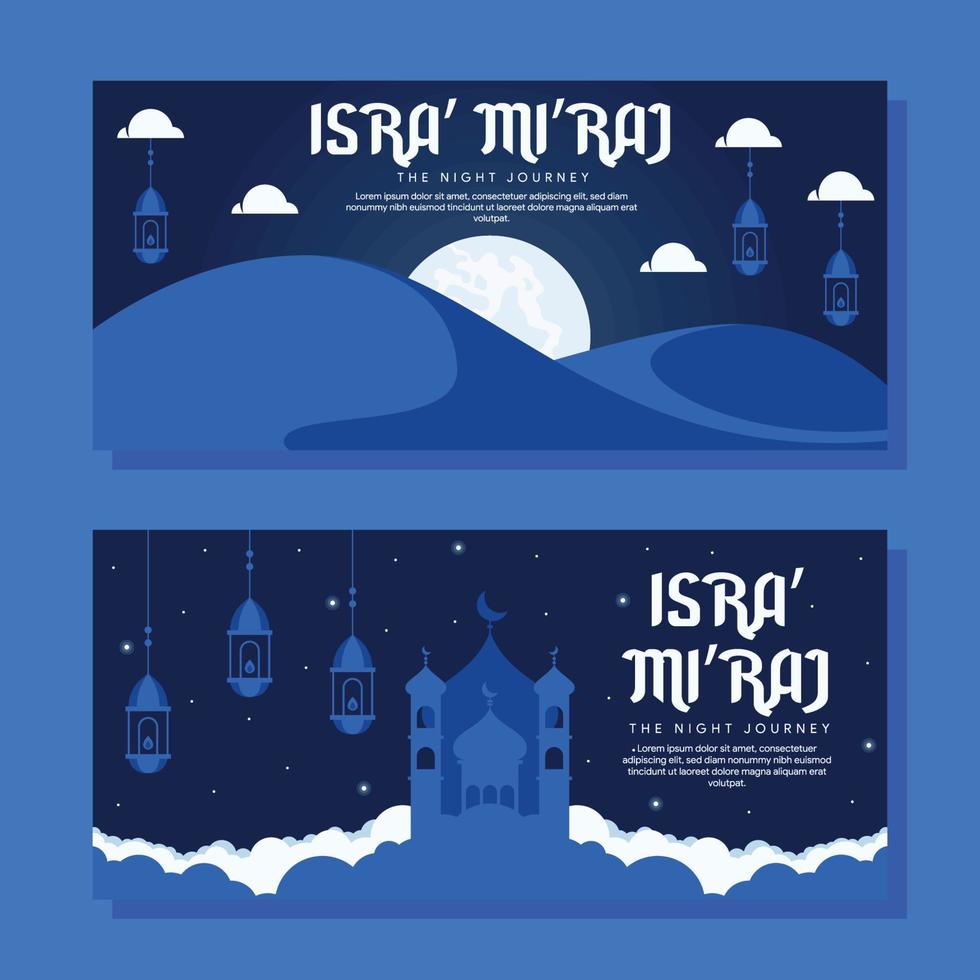 ilustração de banner horizontal isra miraj em design plano vetor