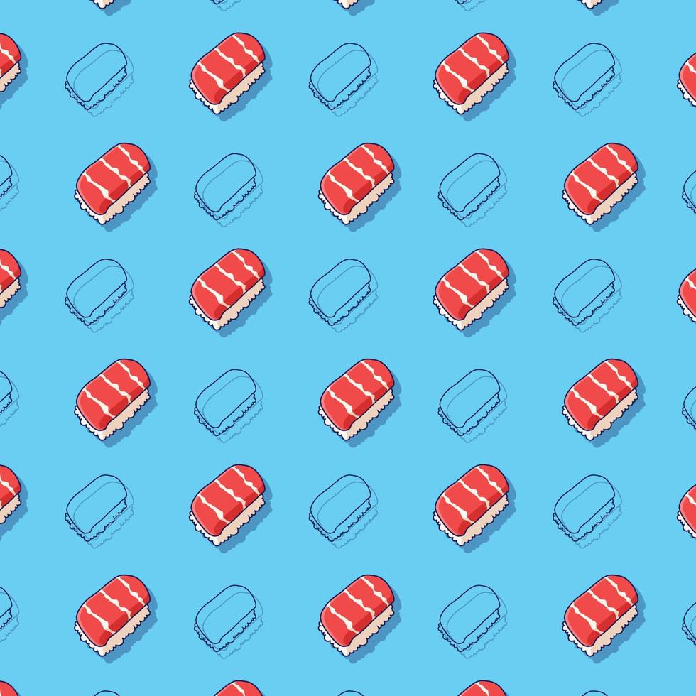 ilustração de comida de padrão de sushi fofo vetor