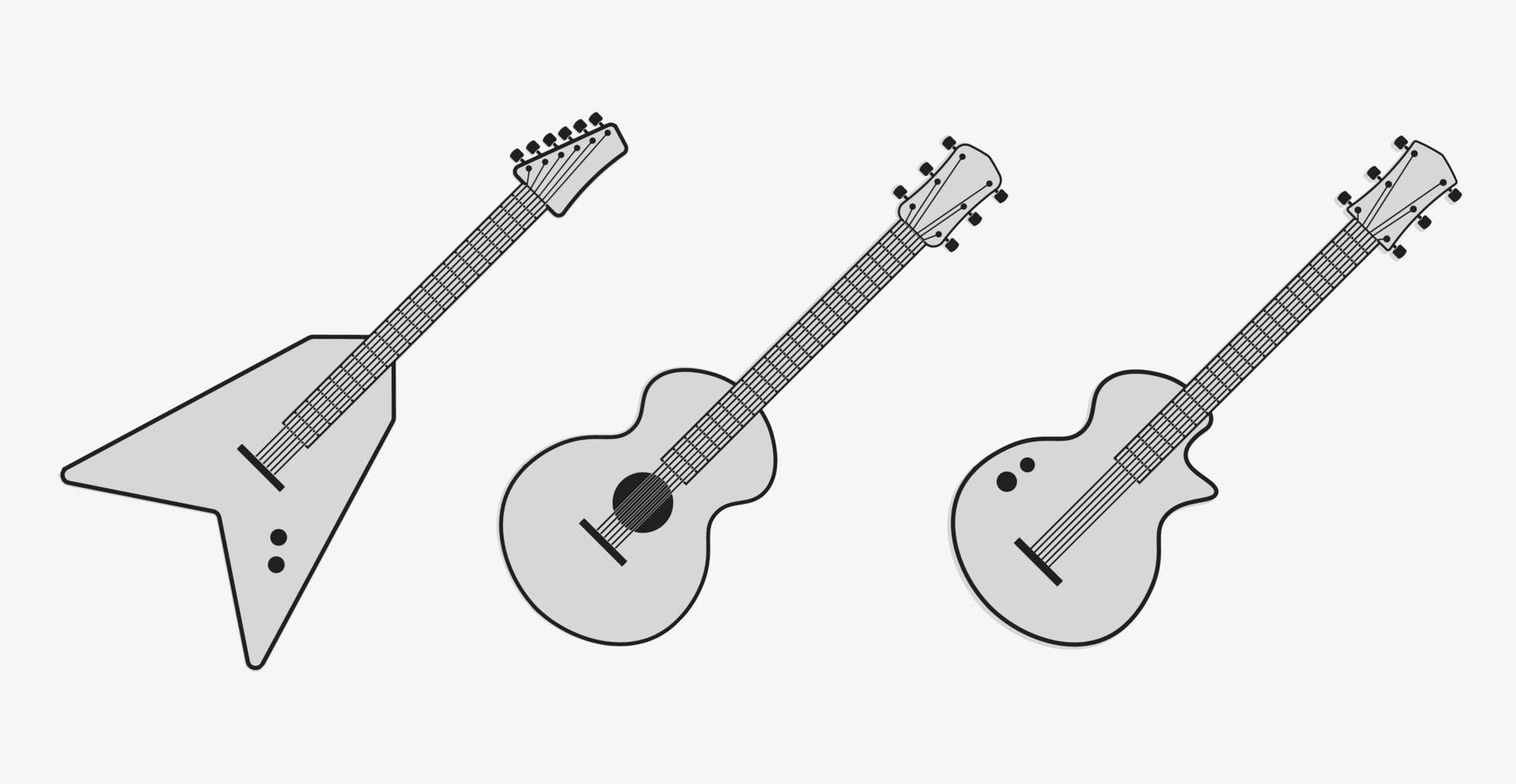 conjunto de clipart de ilustração de guitarra vetor