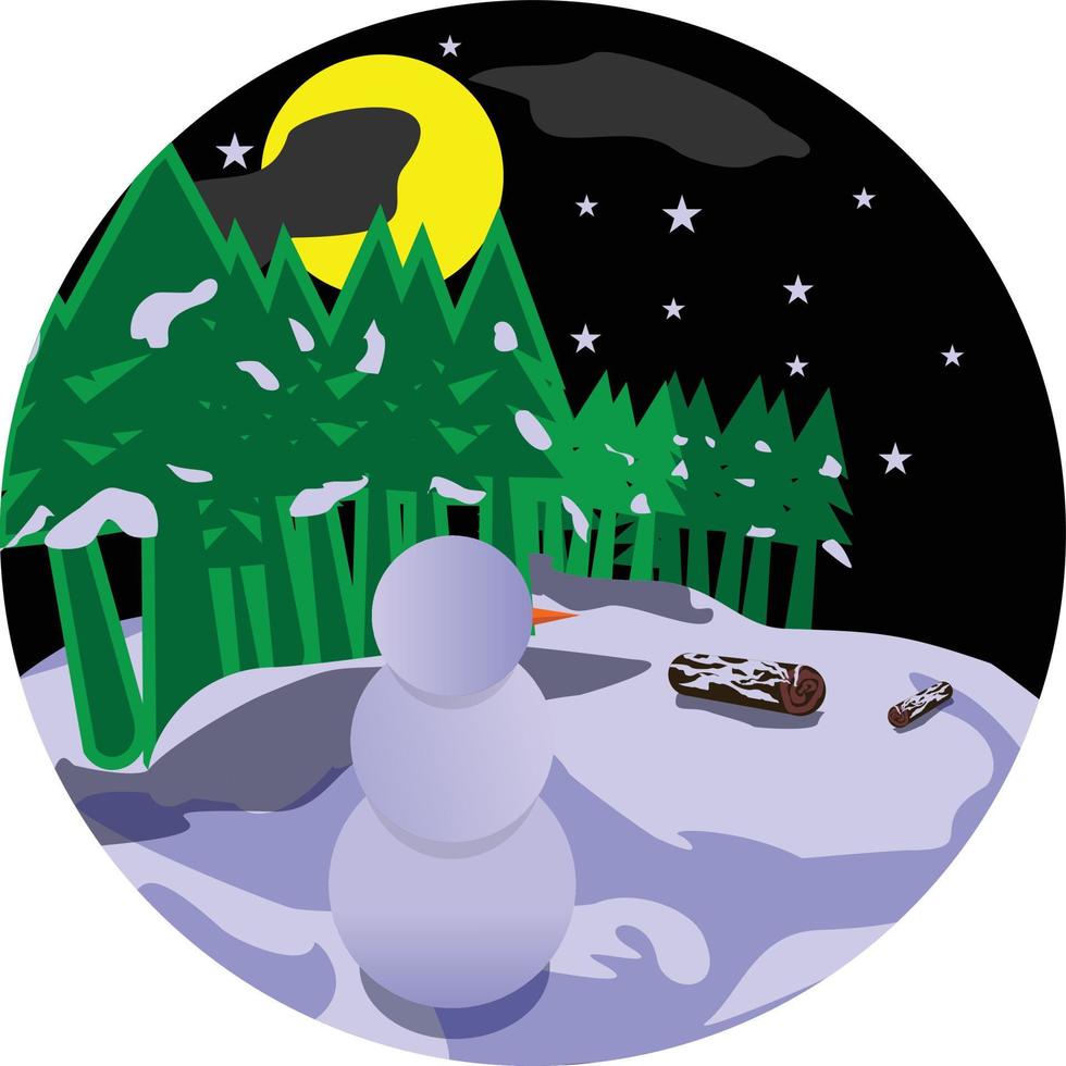 ilustração de floresta de noite de inverno vetor