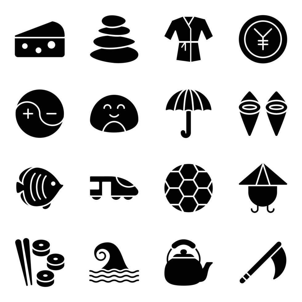 conjunto de ícones de glifos do Japão vetor